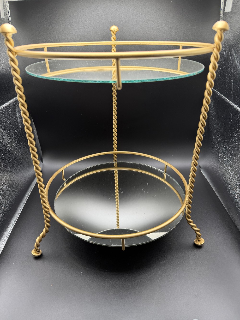 Vintage Hollywood Regency Gold Twisted Rope Accent Stand Vanity