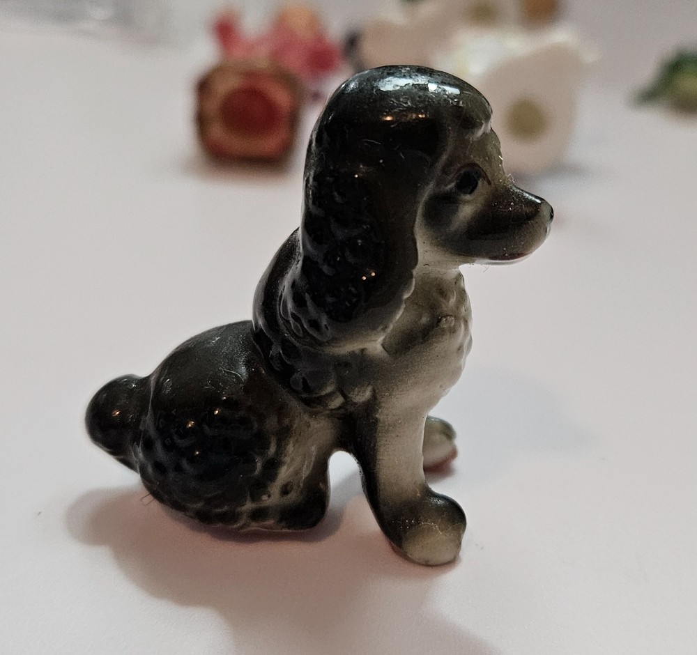 vintage bone china or ceramic poodle figurine,
