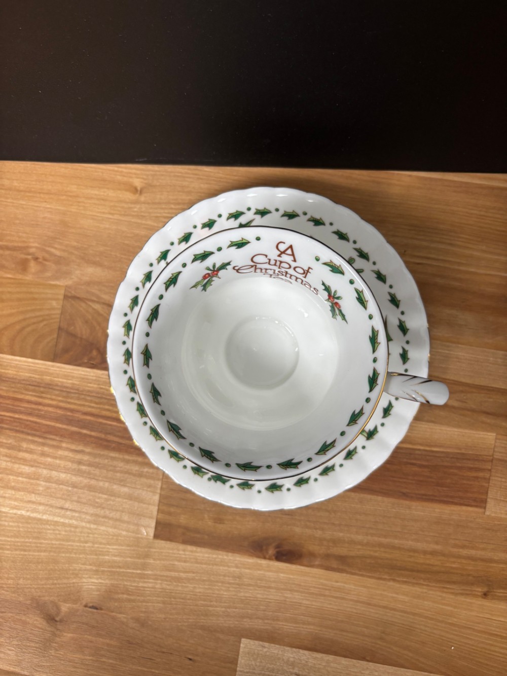 A Cup of Christmas Tea Fine Bone China Cup & Saucer Holly Berry Christmas 1992