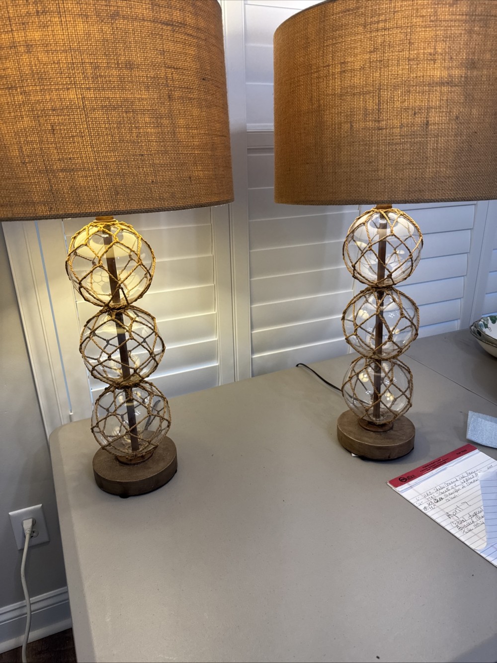 LAMPS, PAIR GLass Orbs