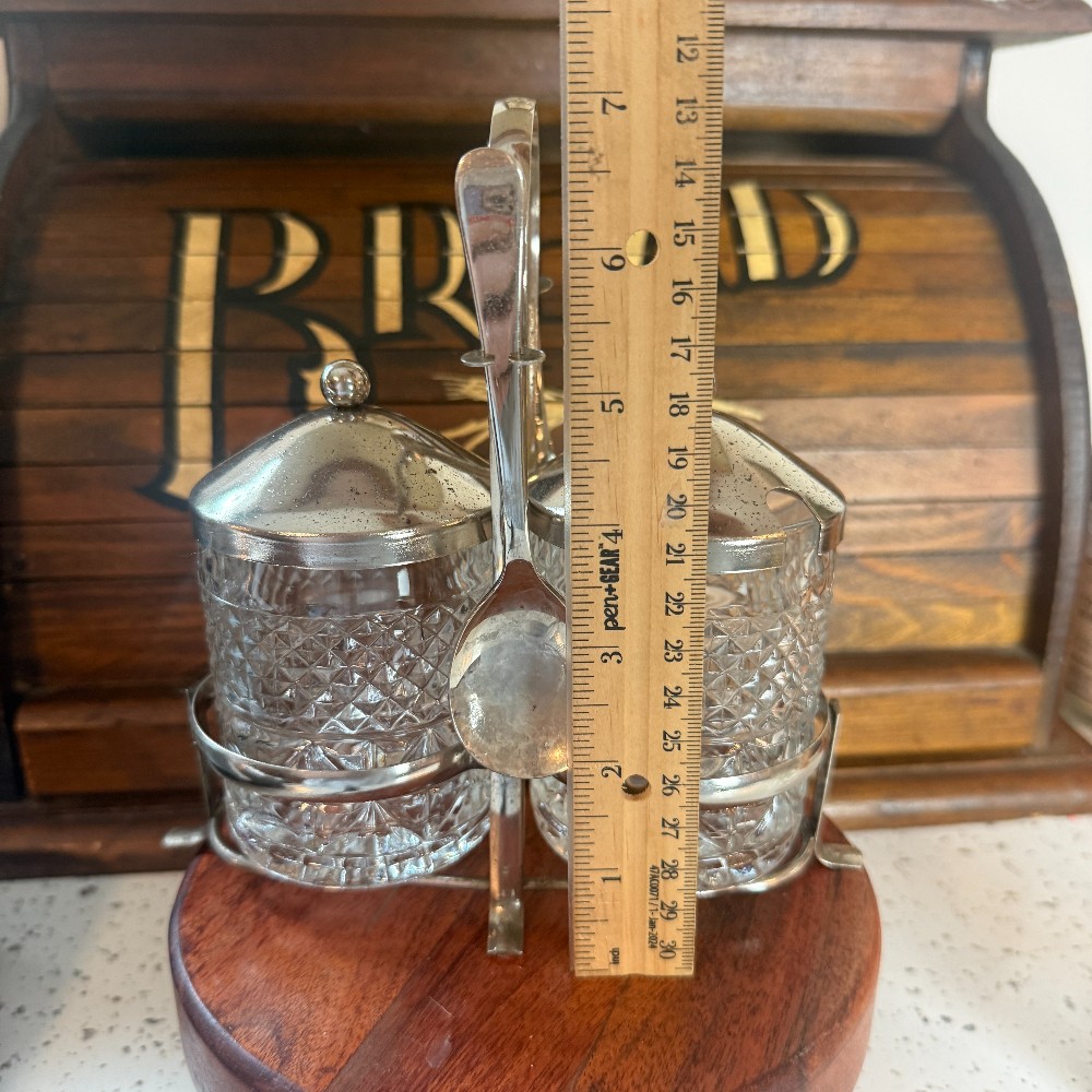 Leonard Silver Plated Condiment Jar Caddy with Spoon, Korea - DANA