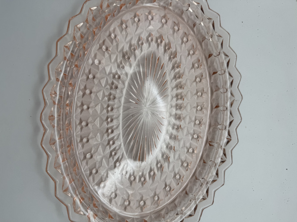 PINK DEPRESSION GLASS OVAL PLATTER