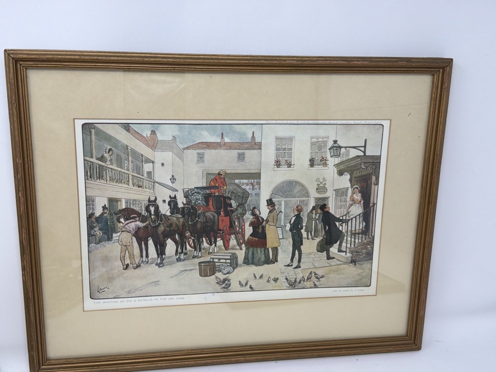 Vtg Print – “The Meeting of Pip & Estella in the Inn Yard”