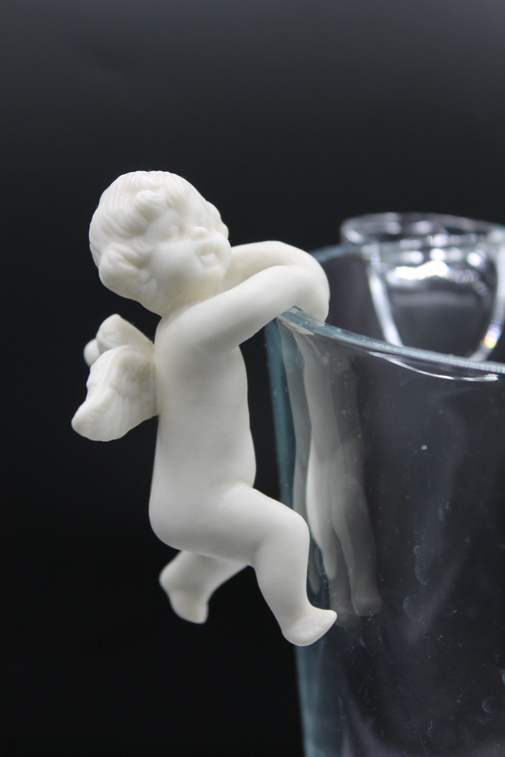 s/2 matte bisque sitting angel/cherub pot hugger