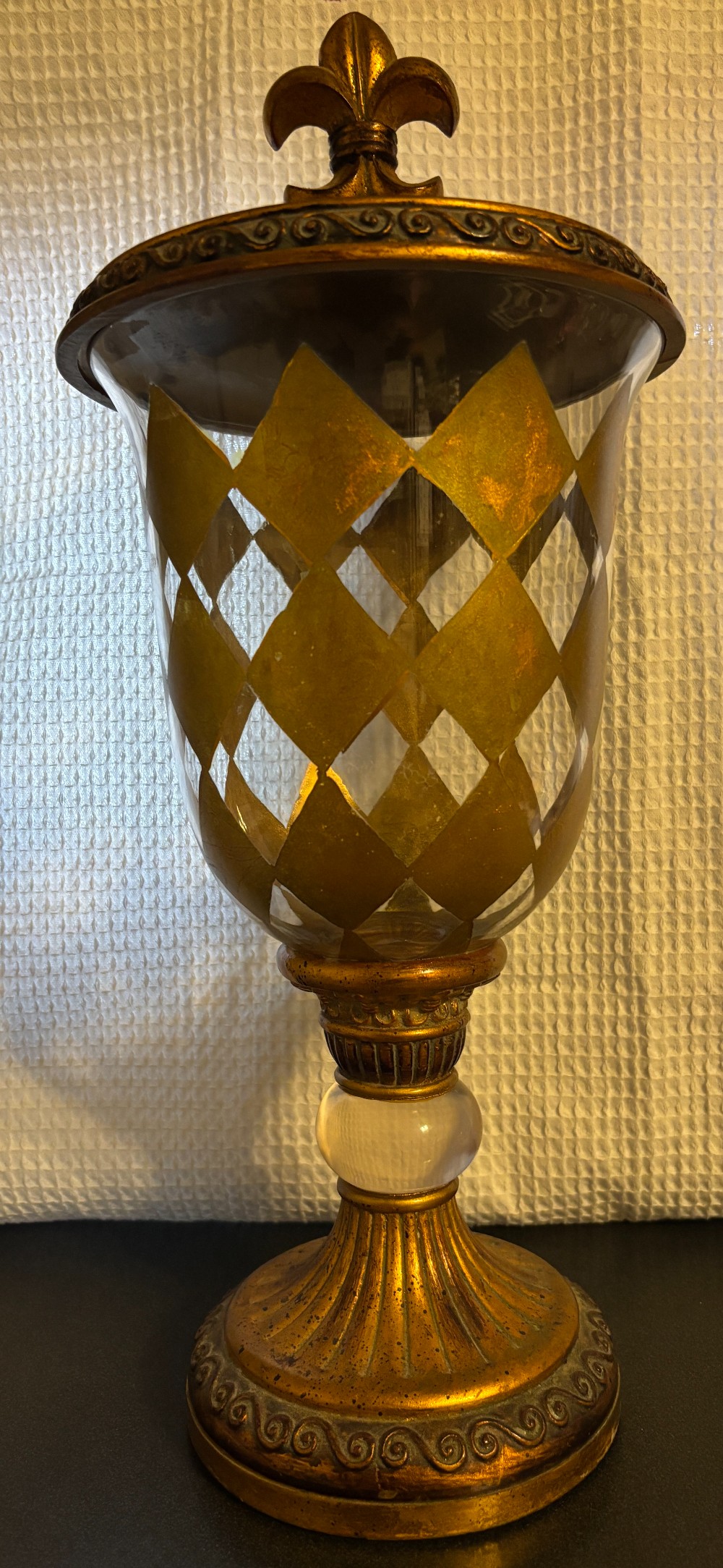 French style glass apothecary jar resin lid & base