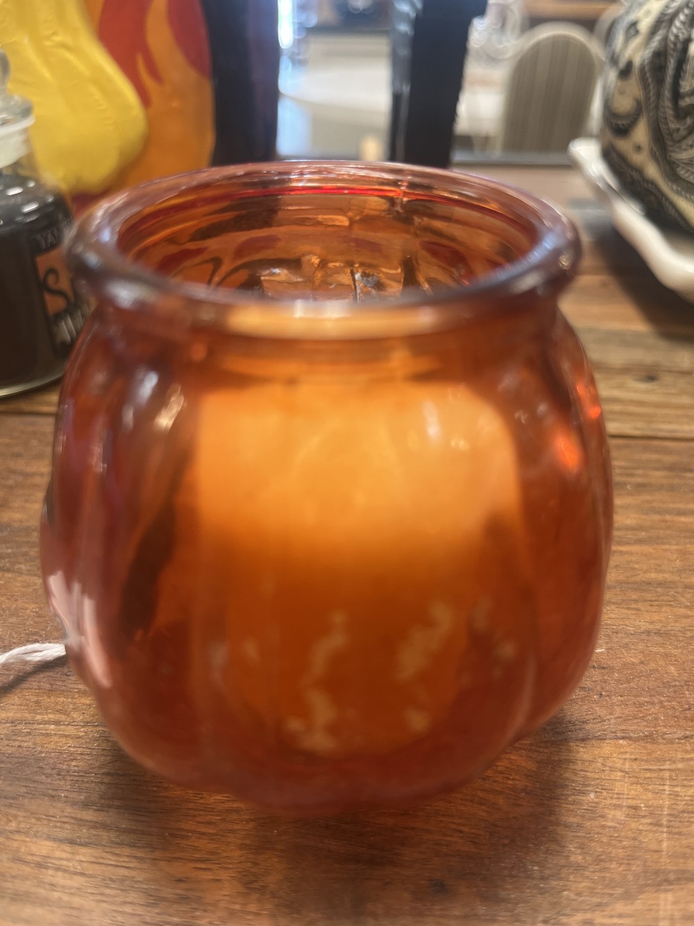 Glass Jack-o-lantern tea light holder