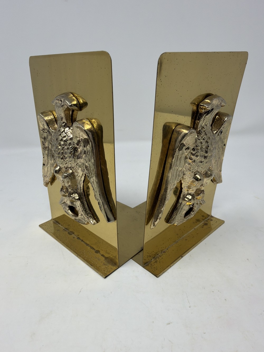 Pr. Vtg Brass Eagle Bookends