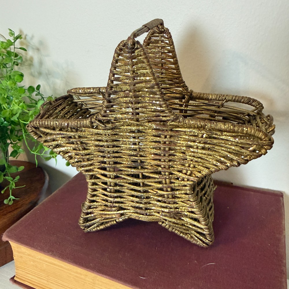 Gold-Painted Wicker Star Basket