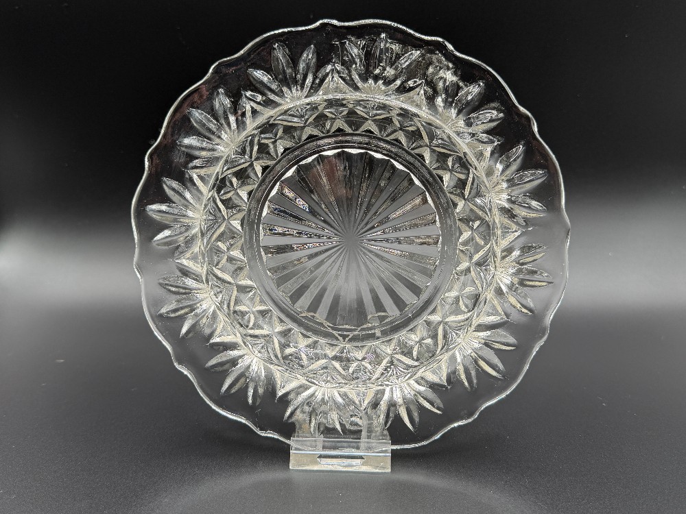 Mid-Century Federal Glass Petal Clear Scalloped Flower Bowl