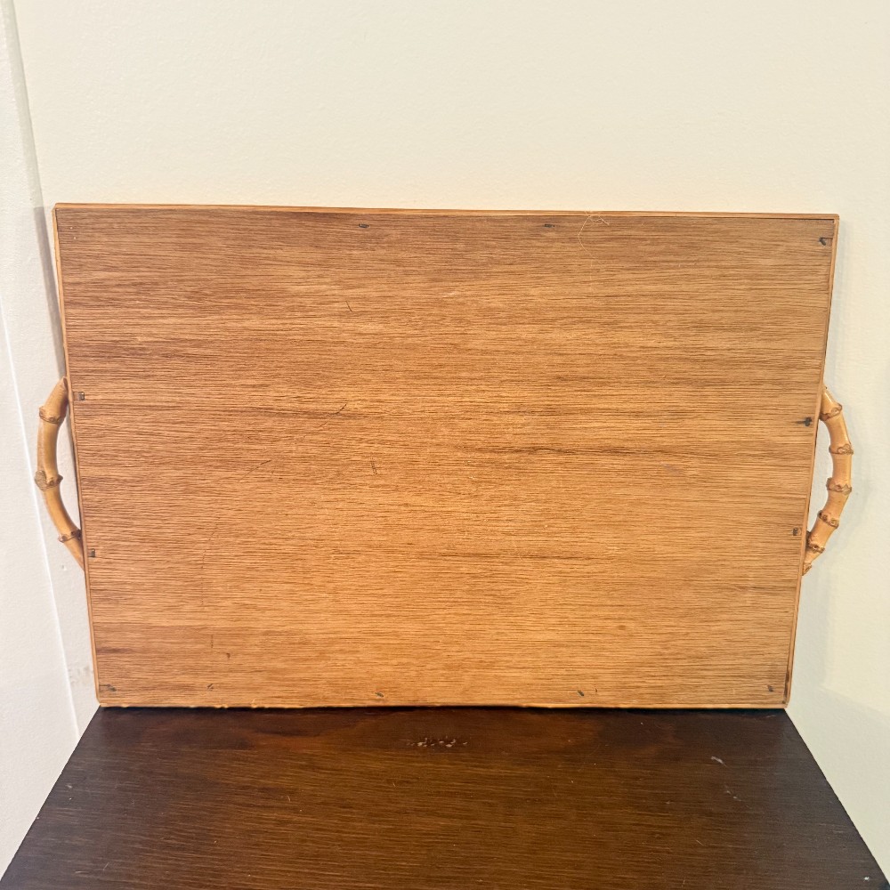 Butterfly and Fern Specimen Serving Tray with Bamboo Handles, 17