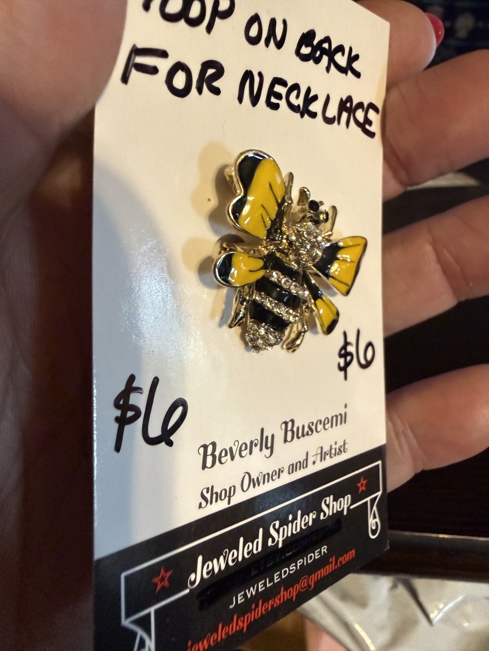 Brooch Pin - Bee Rhinestone & Yellow Black Enamel