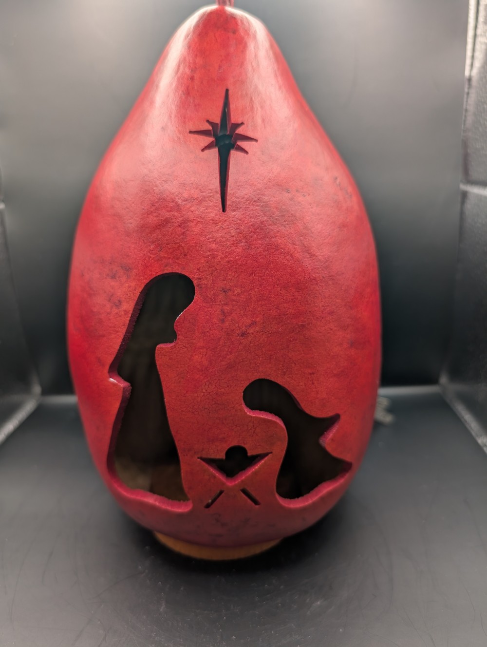 Handmade nativity gourd light