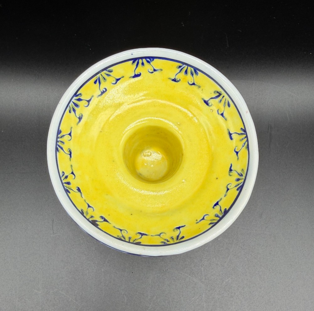 Vintage Andrea by Sadek Yellow Ground Porcelain Candle Holder Chinoiserie