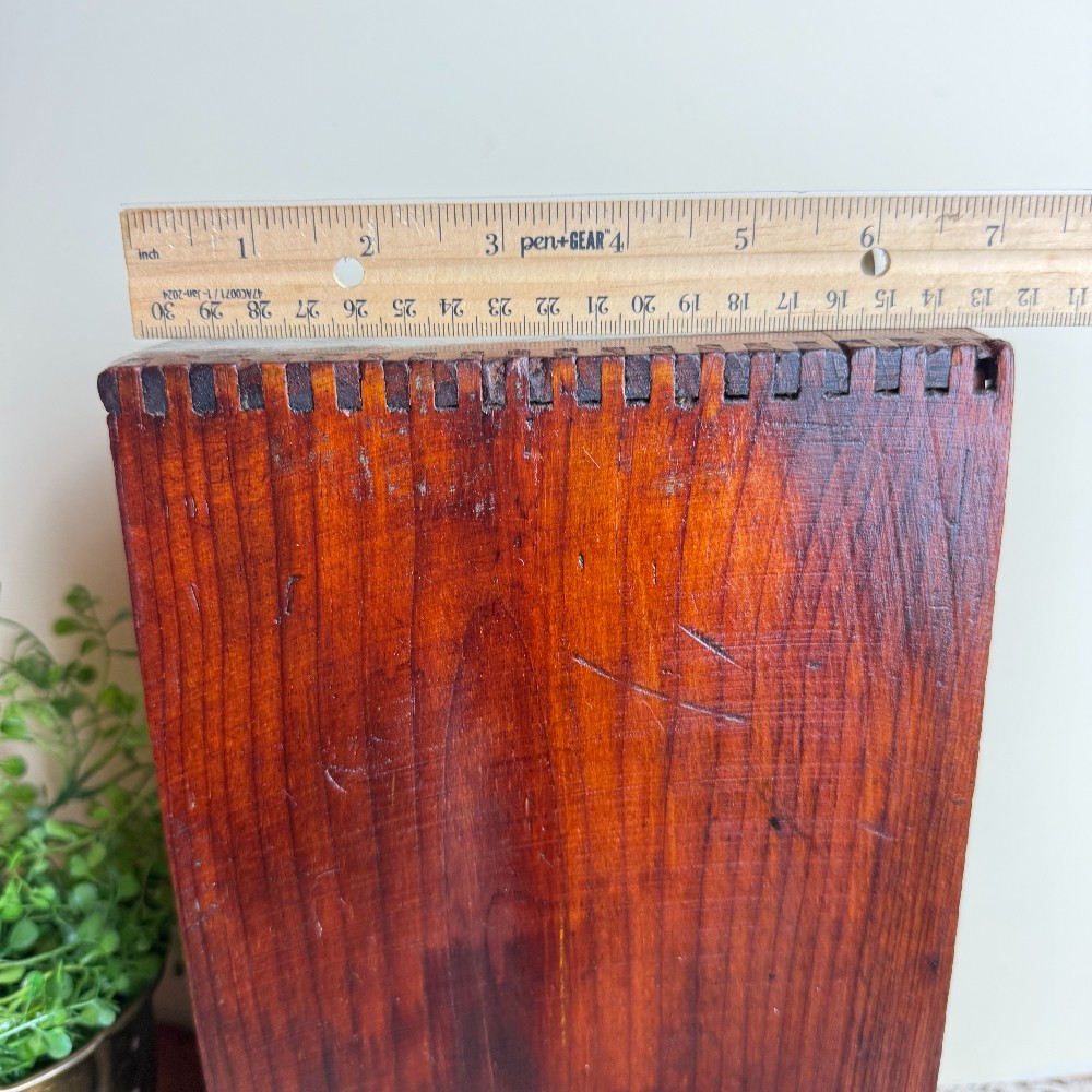 Antique Wood Dovetailed Drawer with Brass Pull