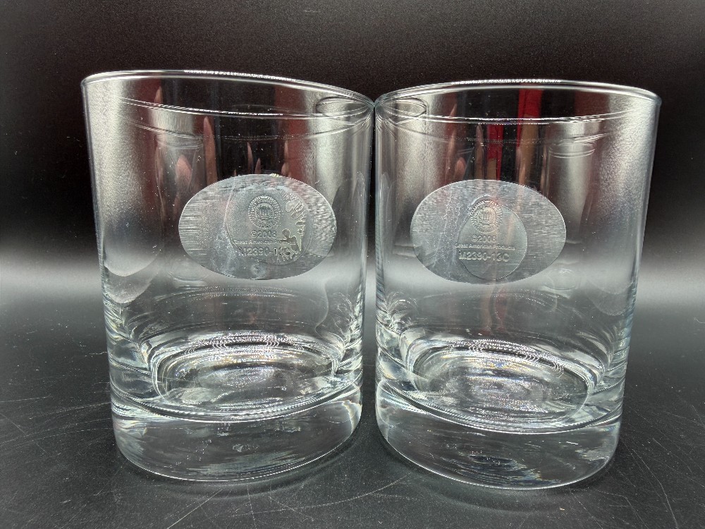 Pair Vintage 2008 South Carolina Gamecocks Rocks Glasses Enamel Medallion 13.5oz