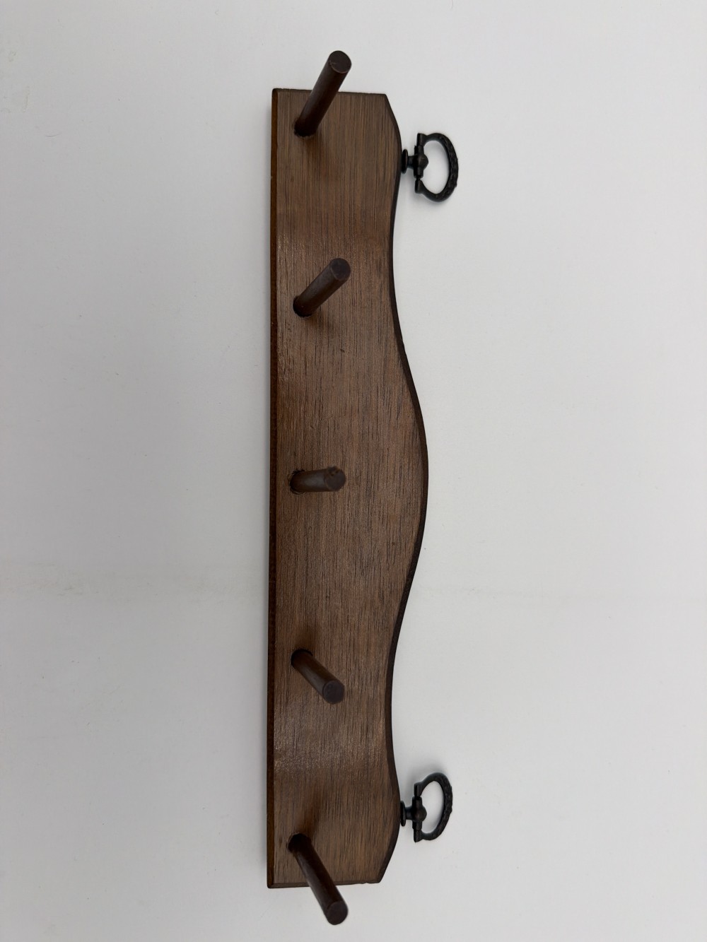 Vtg  Solid Wood Five-Peg Wall Rack