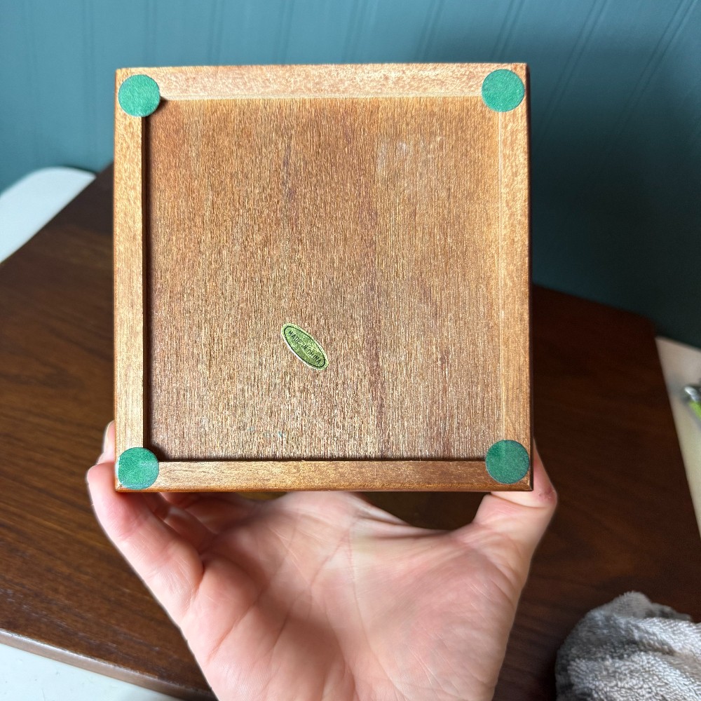 Wood Jewelry Box, Etched Heart Glass Lid
