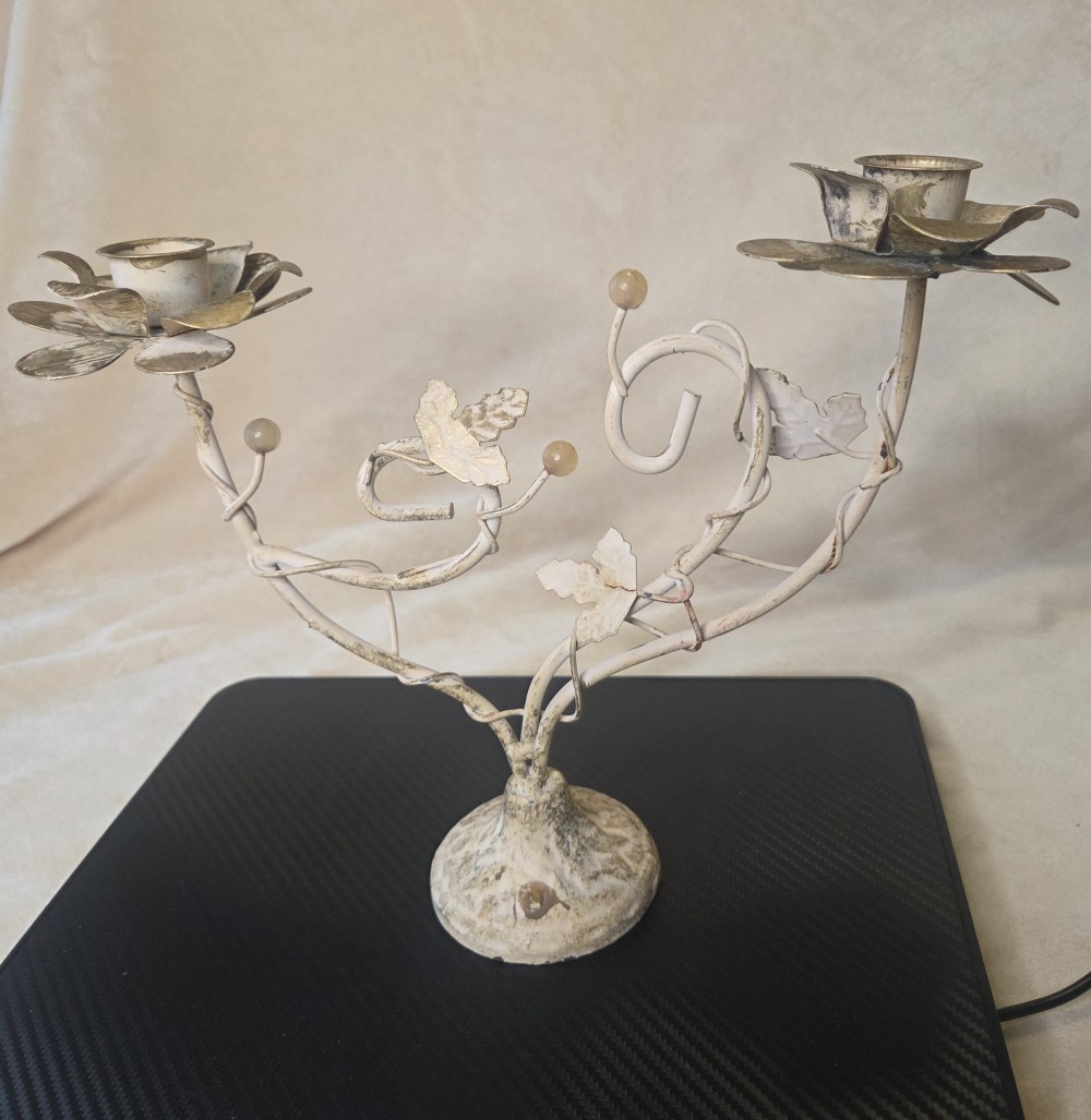 VTG Italian Toleware Floral  Candelabra