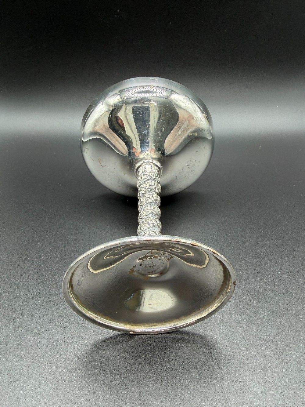 Vintage Spanish Silverplated Champagne Coupe Chalice - Ornate Grapevine Stem, Made in Spain