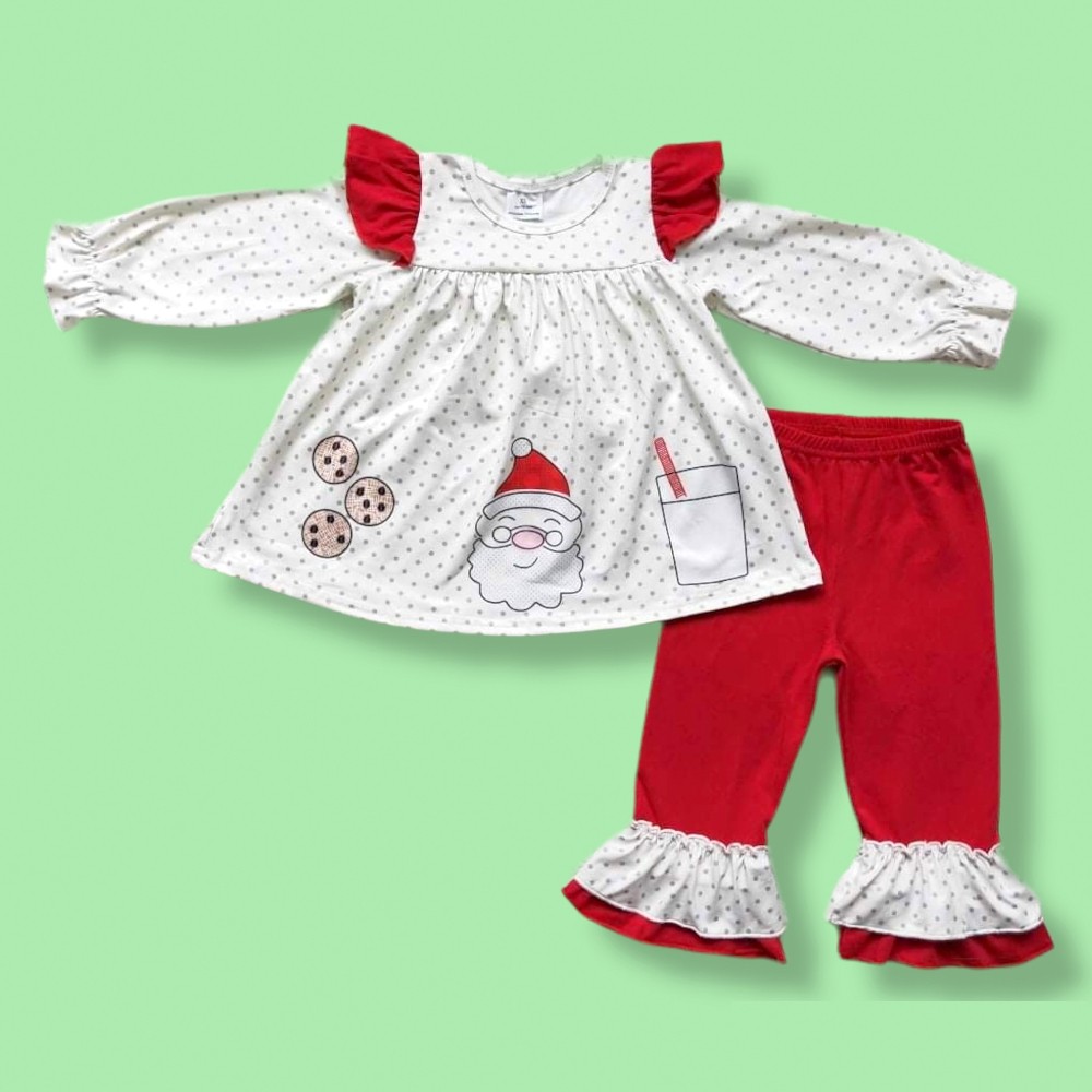 Milk & Cookies Santa Ruffled Pant Set