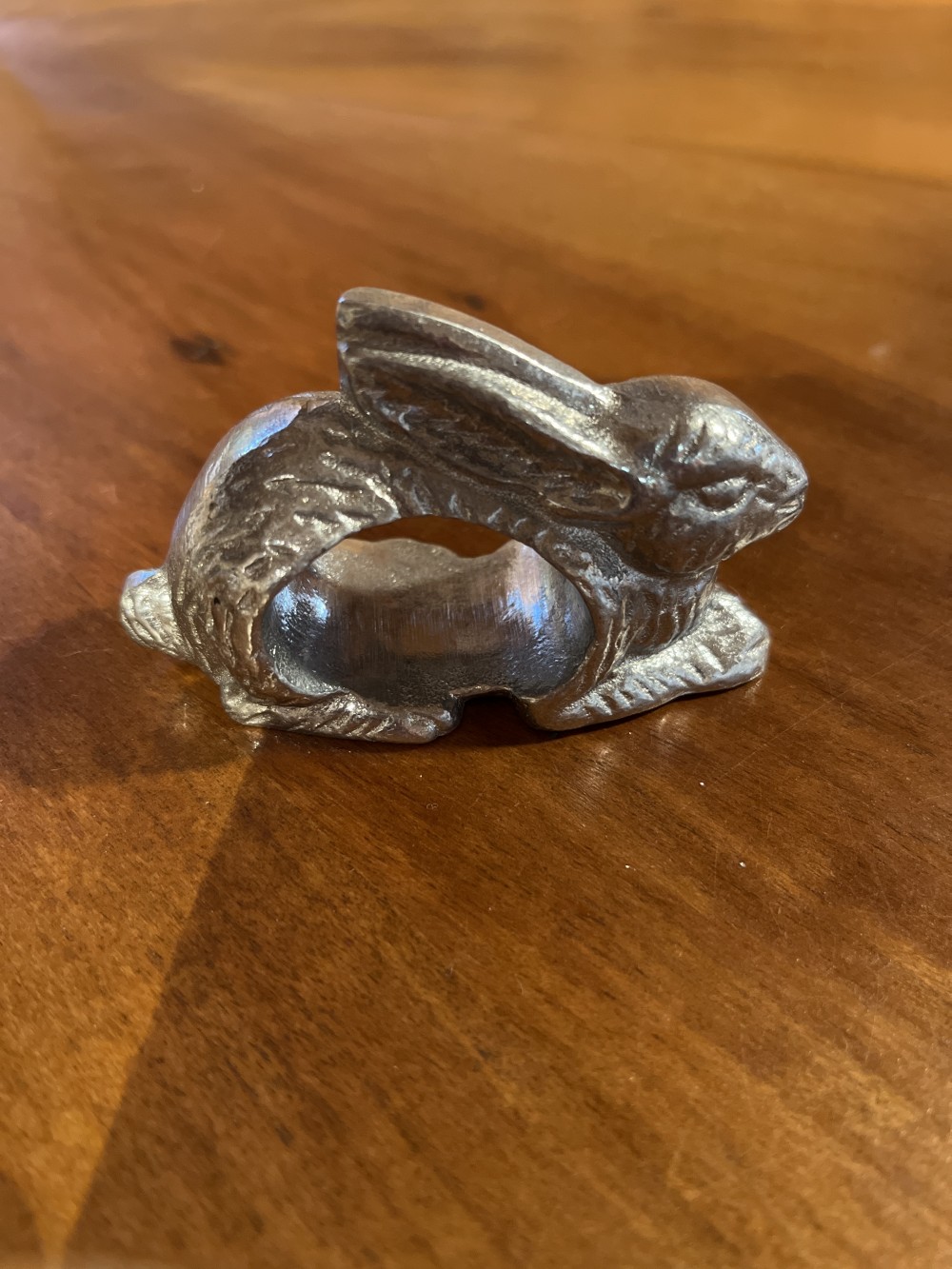 Pewter bunny napkin ring