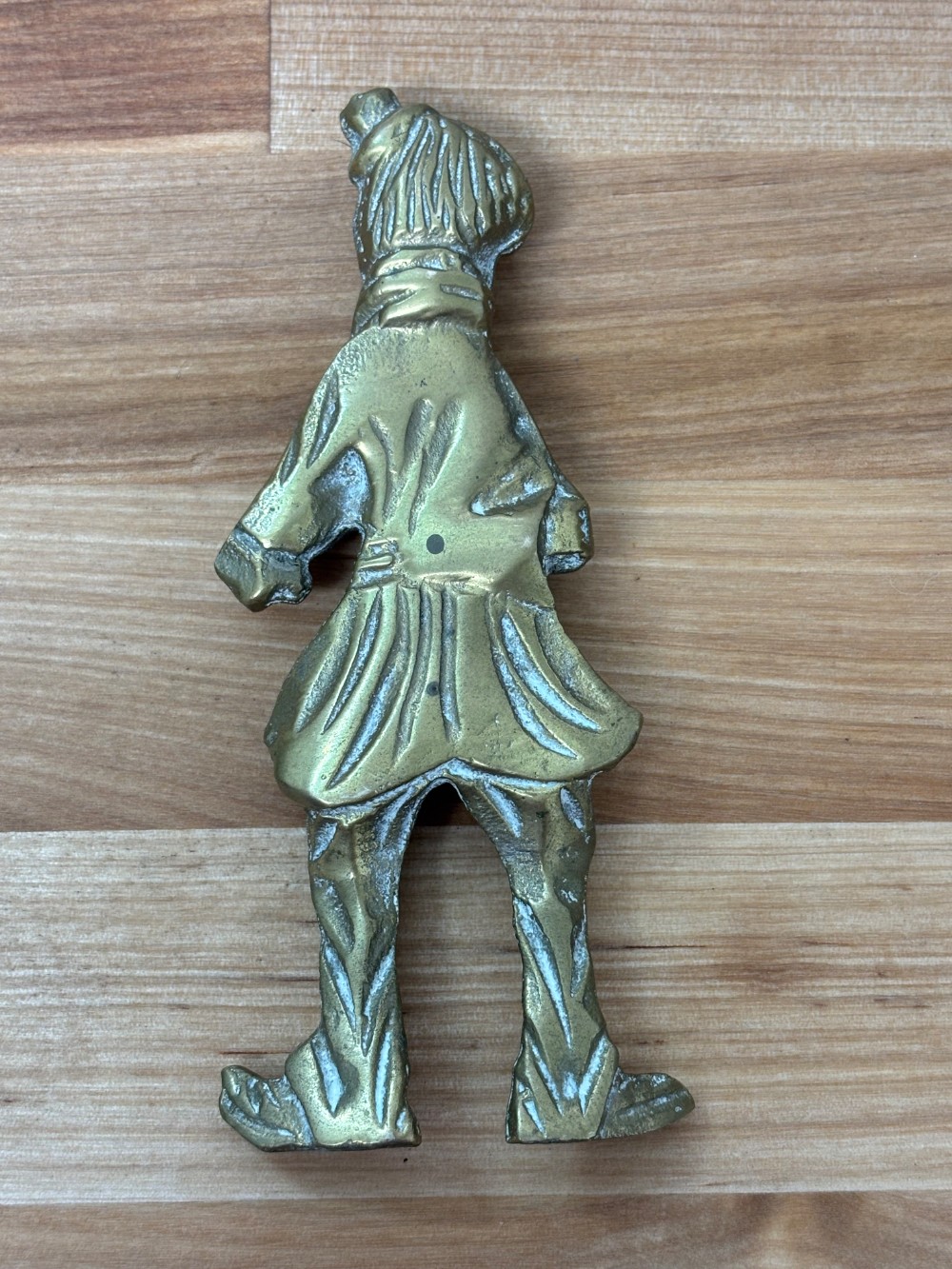 Brass Clown Accordion Player Wall Plaque Vintage Cast Brass Figure