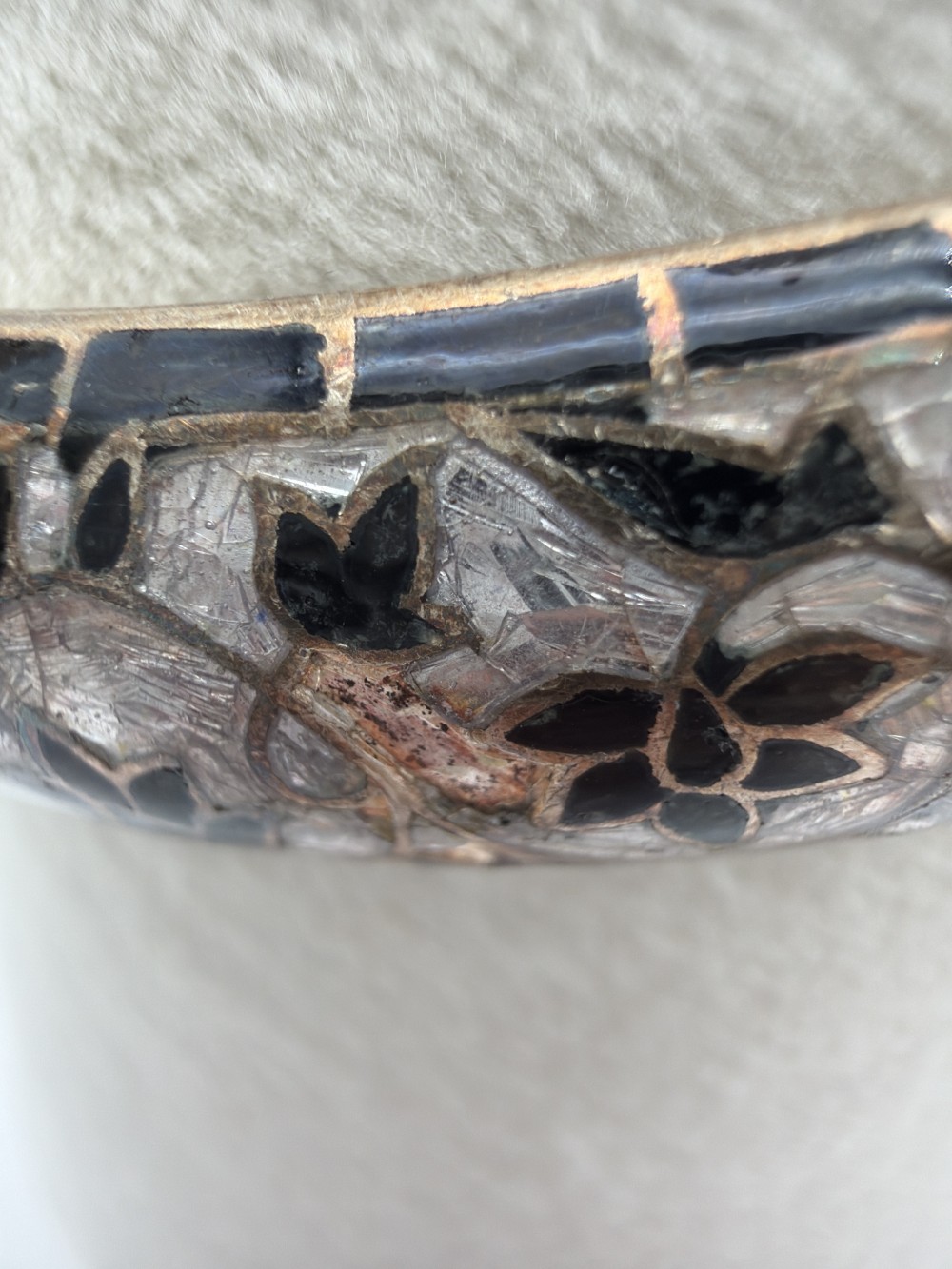 Vtg Floral Enamel Brass Bangle AS IS