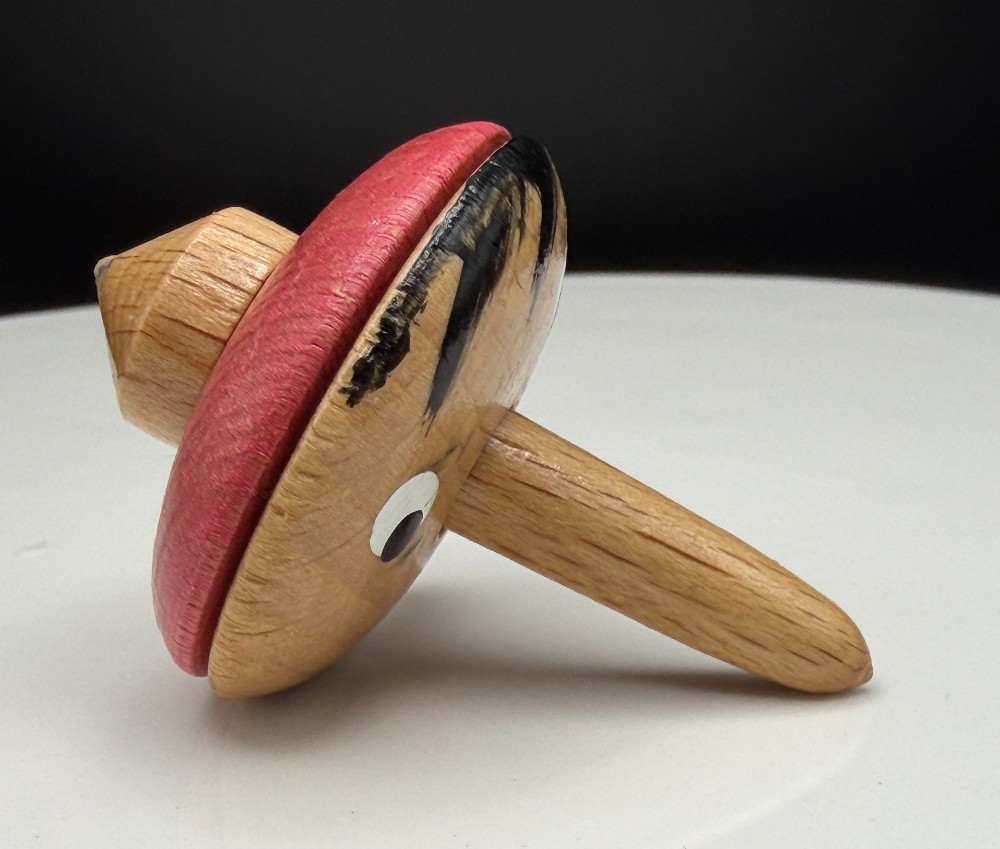 Vintage Wooden Pinocchio Spinning Top Made in Italy - Hand-Painted Finger Top Folk Art Toy