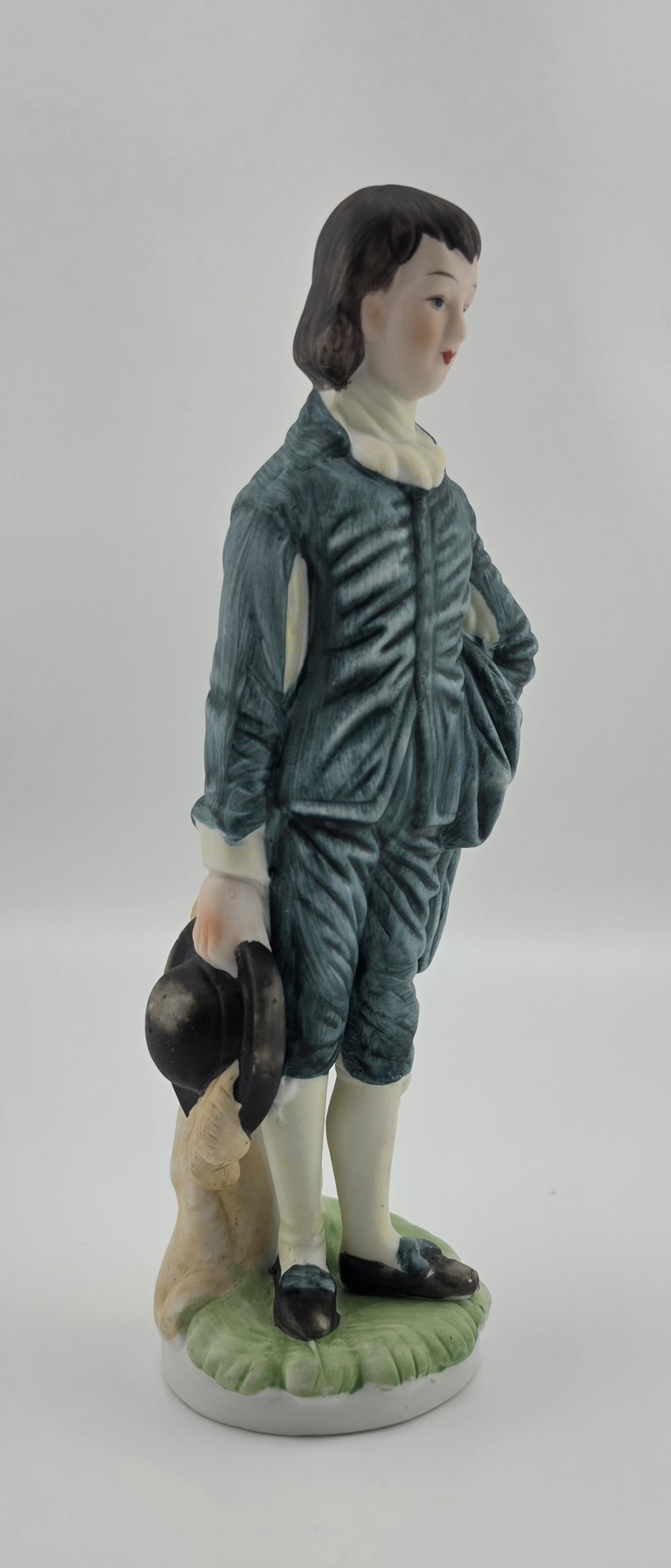 VTG Hand Painted Blue Boy Bisque Figurine