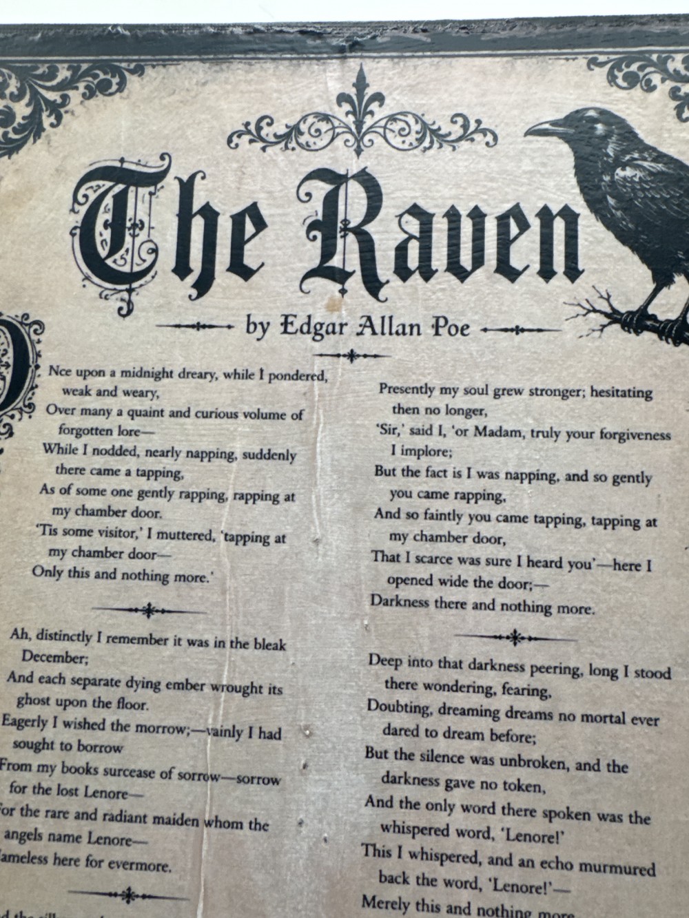 THE RAVEN, EDGAR ALL POE POEM, CANVAS DECOPAGE