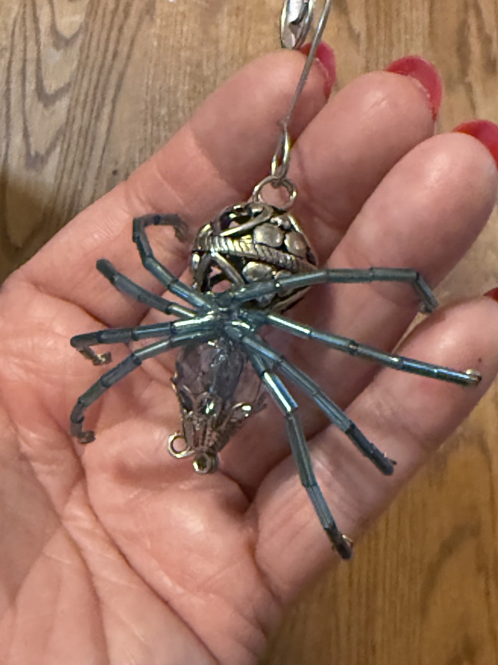 Ornament - Spider Silver & Teal