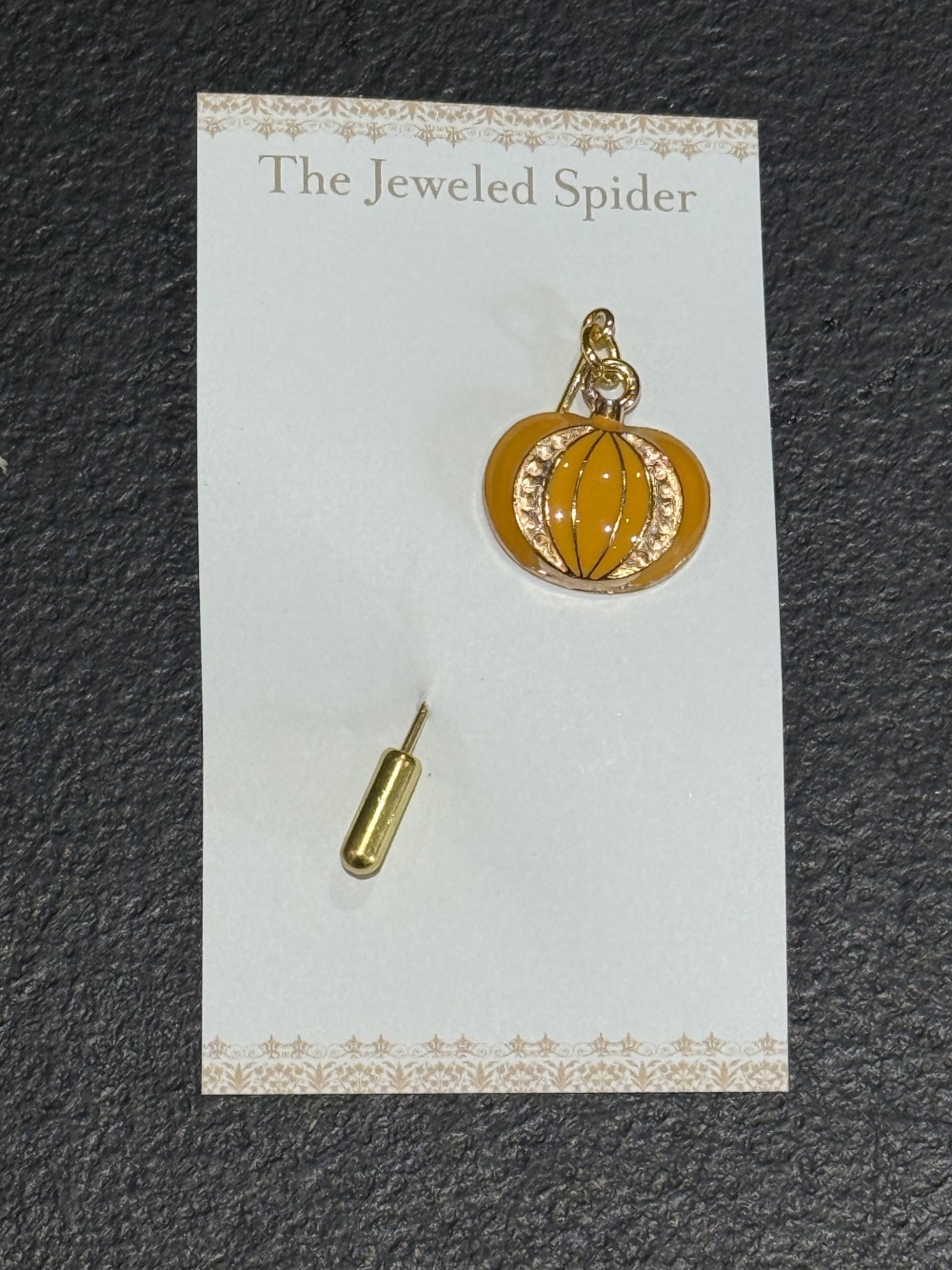Hat Pin, Scarf Pin - Orange Enamel Pumpkin, Lapel Pin