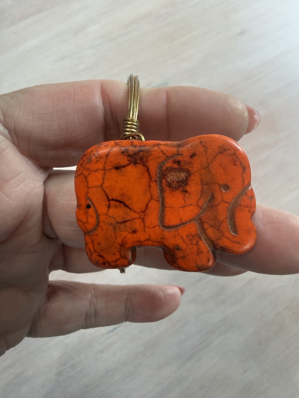 Bangle Style Bracelet - Elephant Stone Medallions Bronze Wire