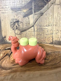Plastic Pink Camel with Green  S/P Shakers Unusual