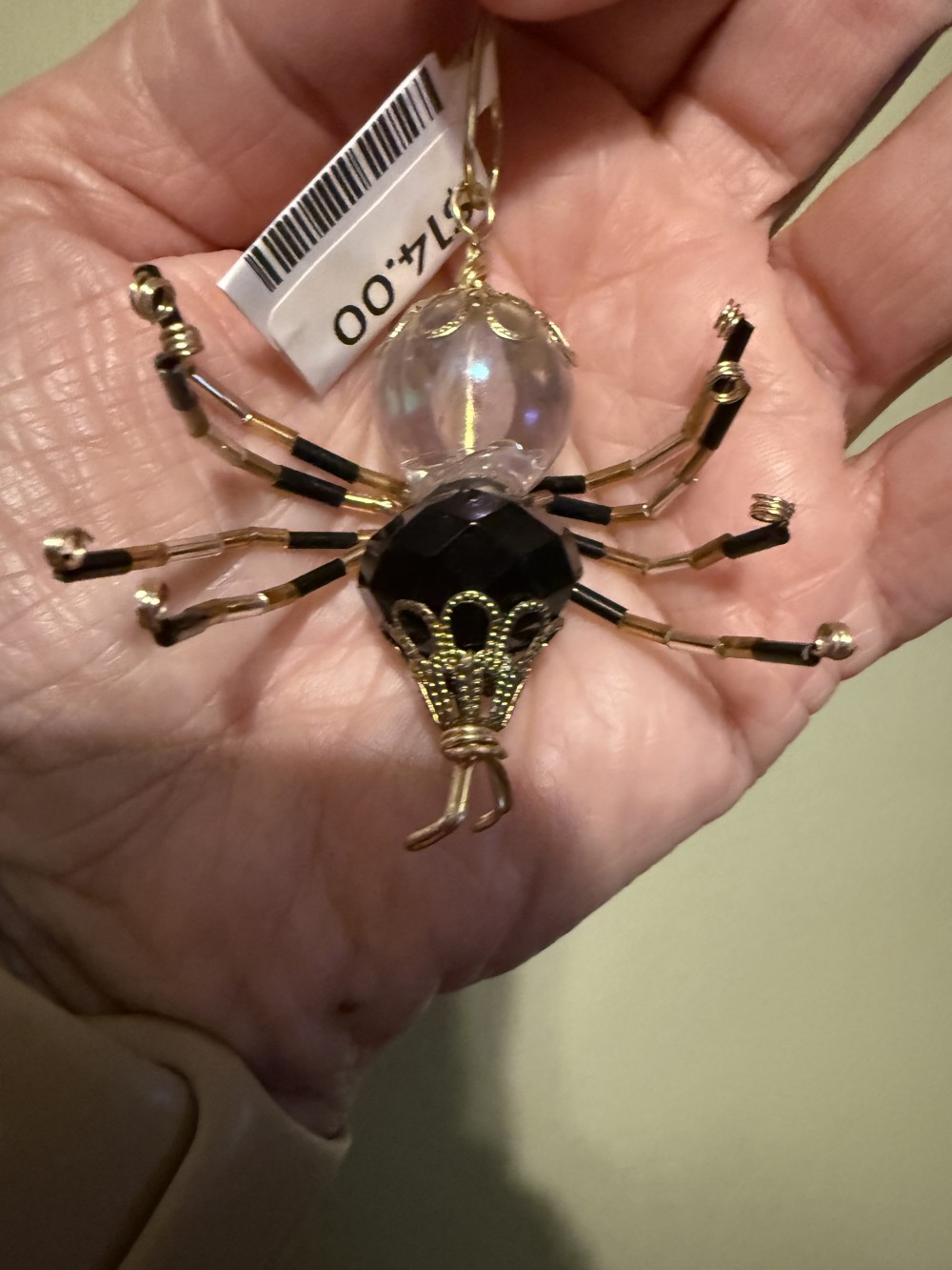 Ornament - Spider Black Clear Gold