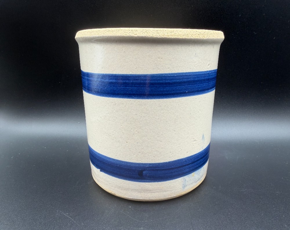 Robinson Ransbottom Stoneware Crock Vintage - Double Cobalt Blue Stripe 1-Quart