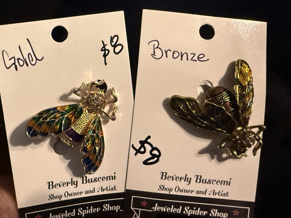 Brooch Pin - House Fly Enamel w/ Rhinestone Head
