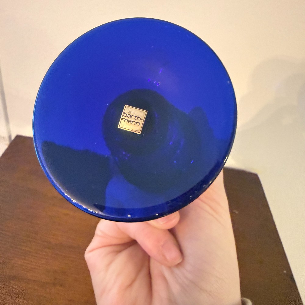 Barth Mann German Cobalt Blue and Crackled Gold Bud Vase, 8