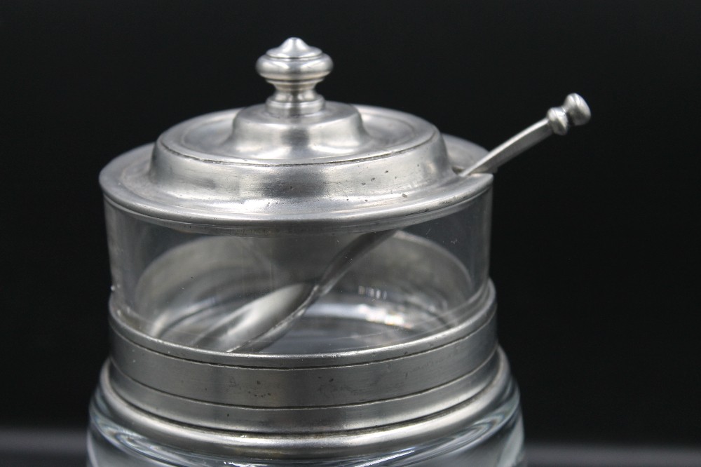 Cosi Tabellini/Match pewter crystal jam jar/spoon