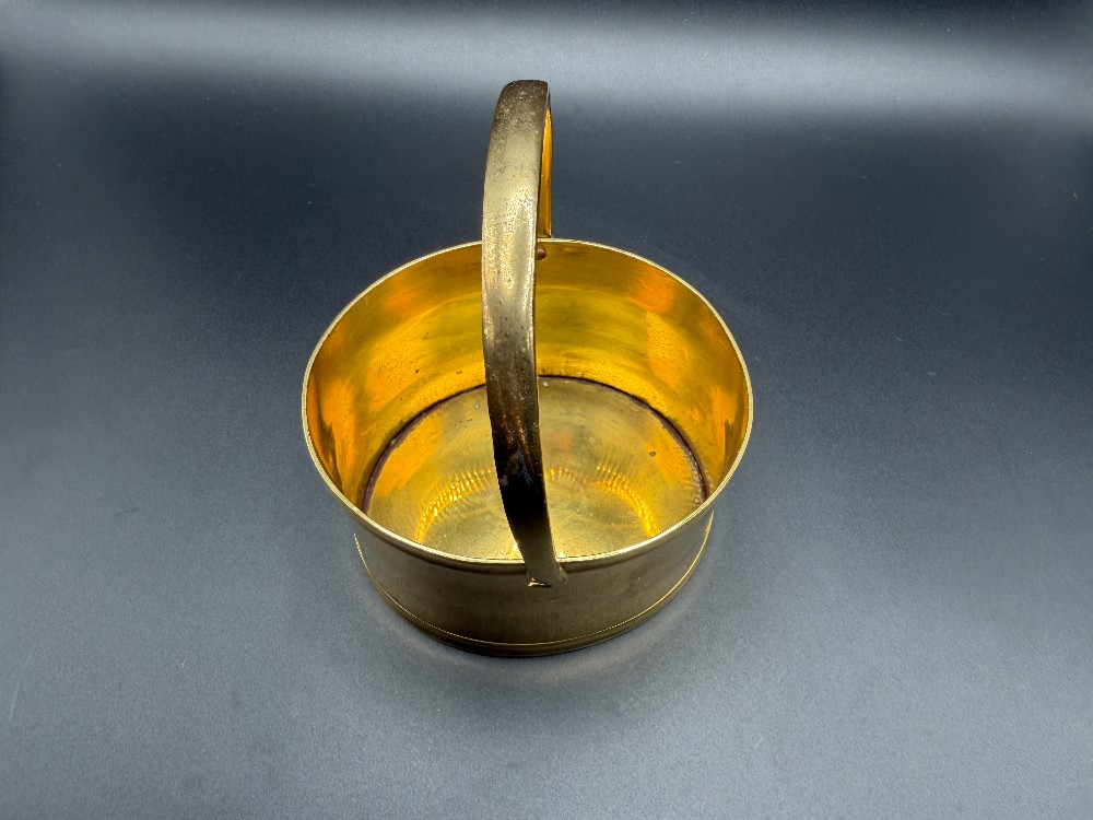 Vintage Mid-Century Oval Brass Bucket with Bail Handle