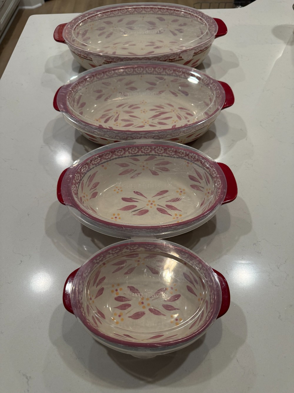 4 pc. Temptaitions Red Old World Casserole Set