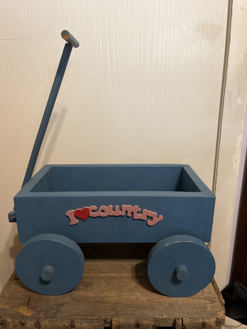 Vtg handmade I Love Country Wagon