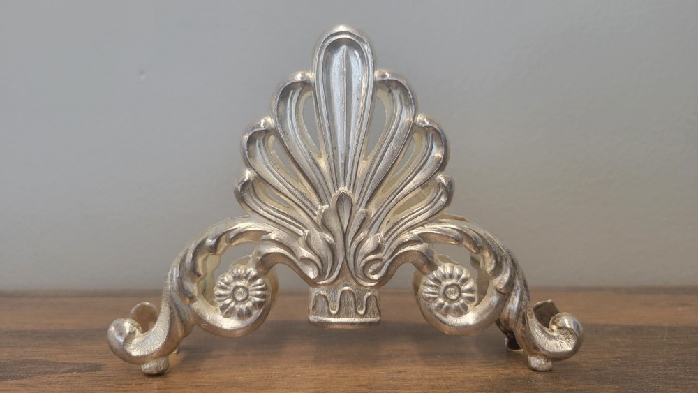 Silverplate Buffet Napkin Caddy & Ornate Knife Rest