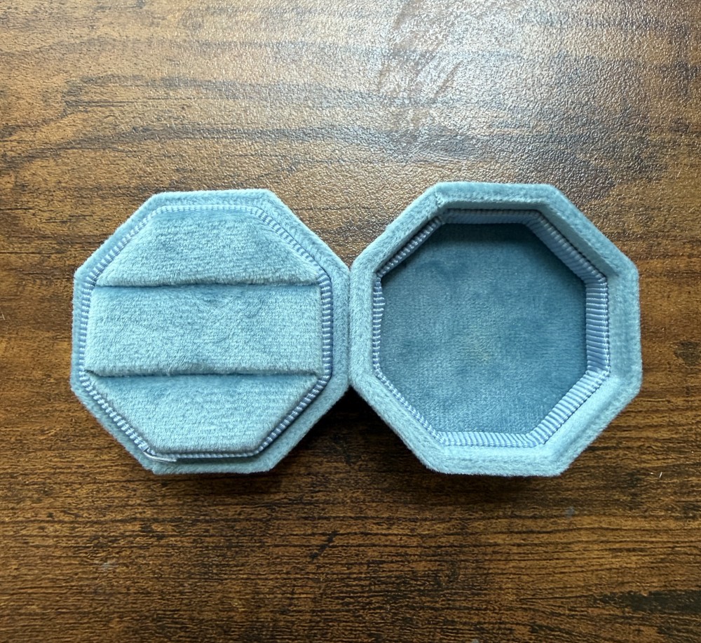 Velvety blue ring box