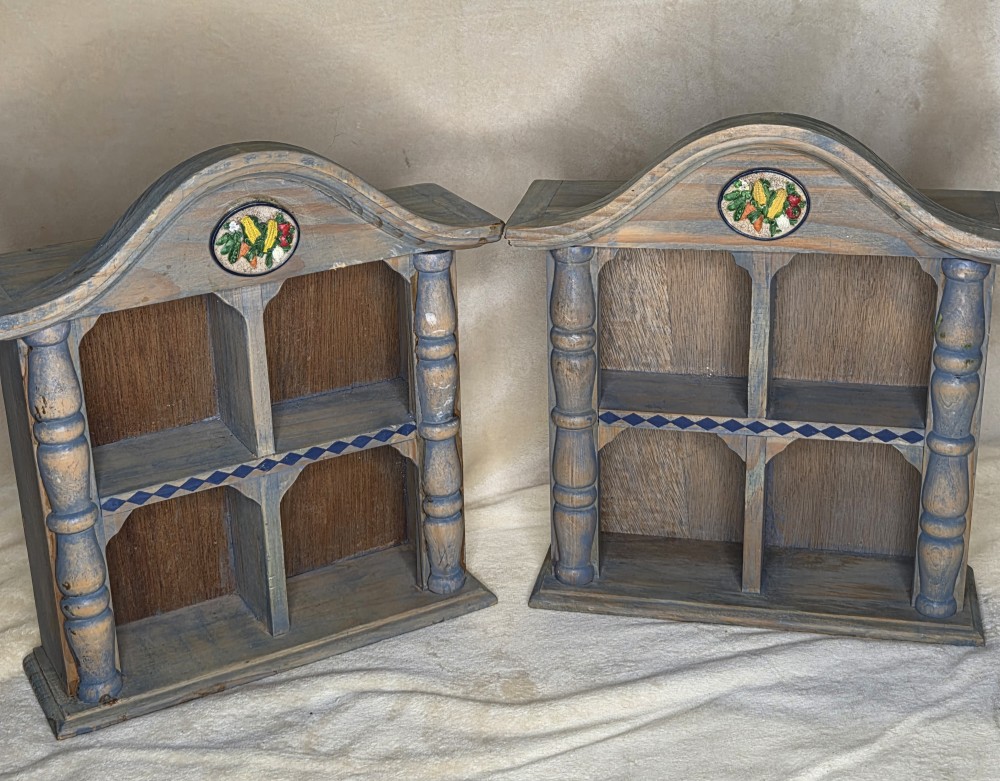 Pair of VTG Wood Spice Racks/Shadow Boxes