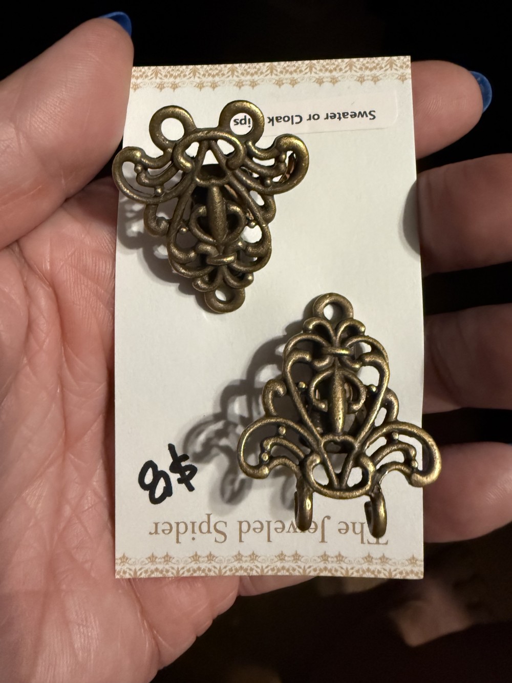 Sweater Clip, Cloak Clip, Dress Clip: Filigree Triangle