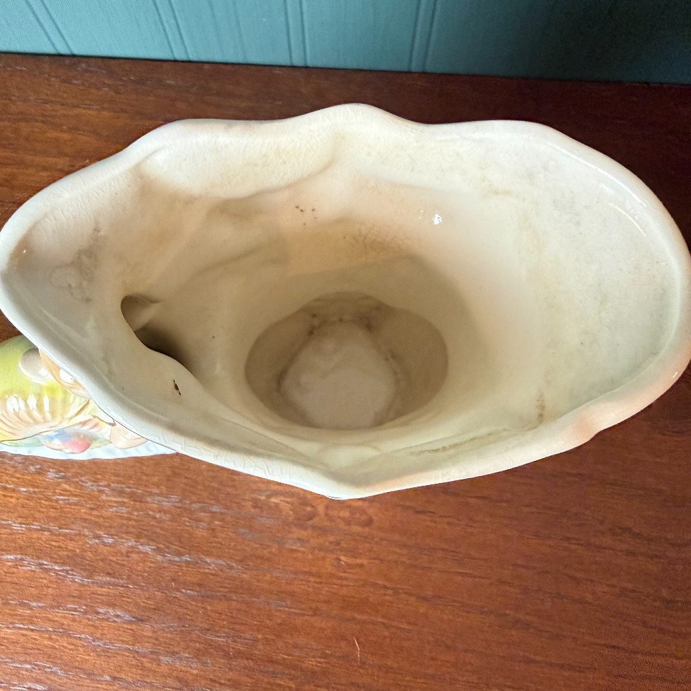 Vintage Vinola Cherub Cornucopia Wagon Planter, Marked & Dated January 1963
