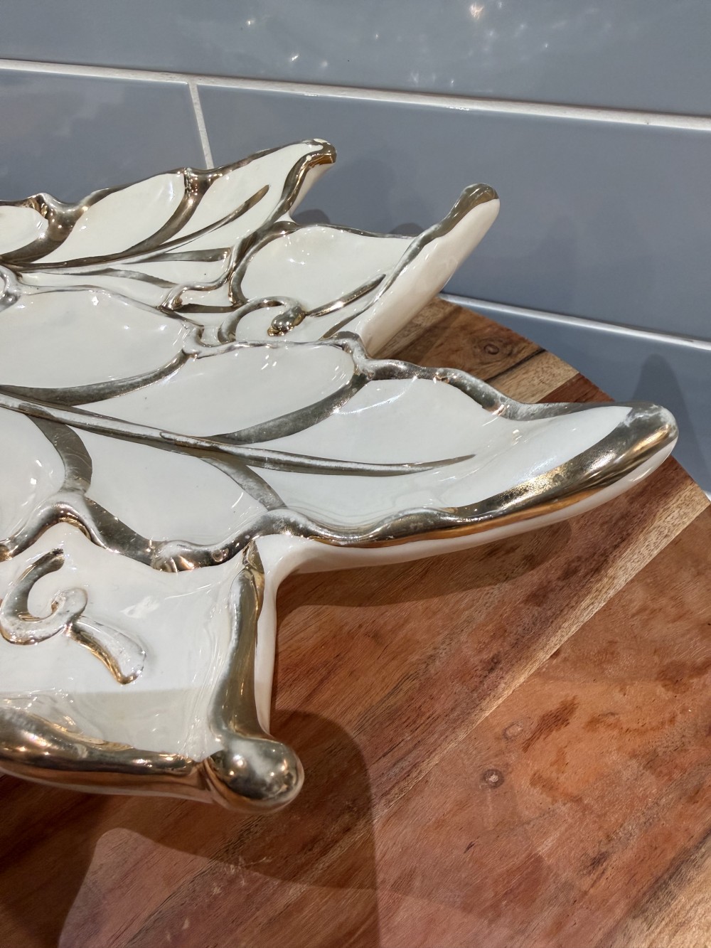 Vintage Gold-Trimmed Serving Dish