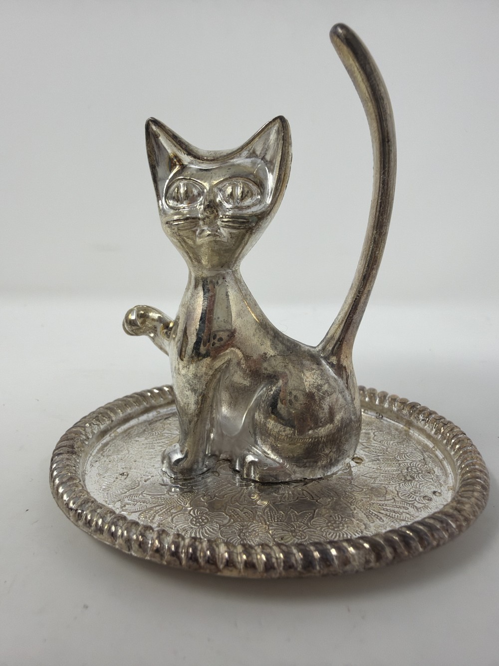 Silver-Plated Cat Ring Holder