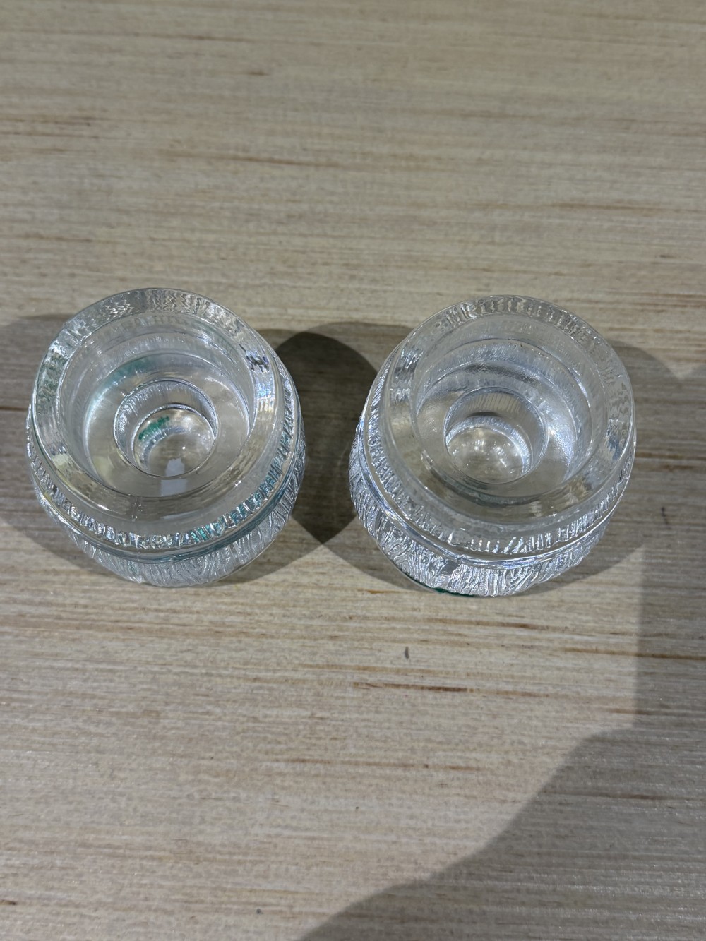 VTG Nybro Sweden Ribbed Glass Candle Holders, Pair — 3”